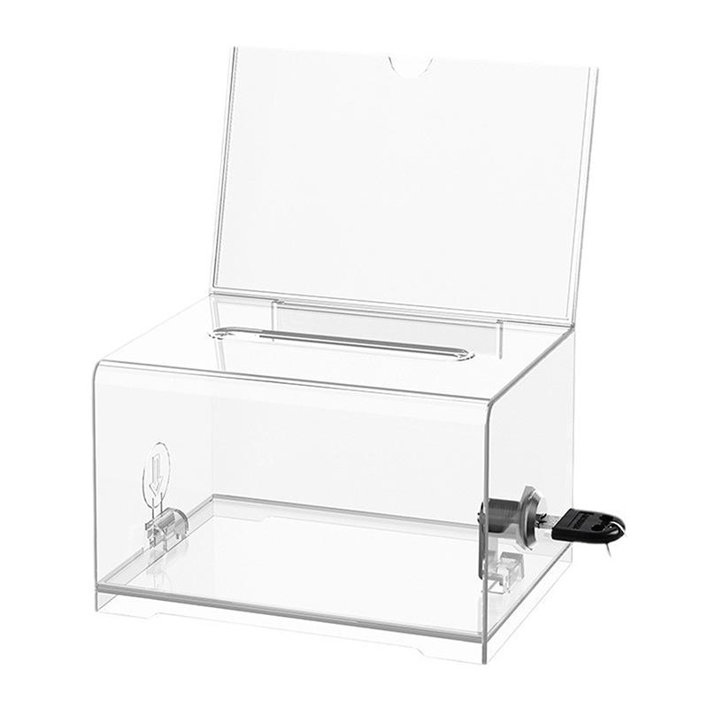 Transparent Acrylic Donation Box Multipurpose Storage Container Portable Suggestion Box With Lock Minimalist Donation Box A1