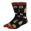 1 Pair Men's Fun Hip Hop Skateboard Beer Happy Art Print Mid Socks, EU38-46