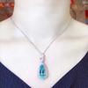 Collana Goccia d'Acqua in Topazio Blu Zaffiro con Accenti di Diamante