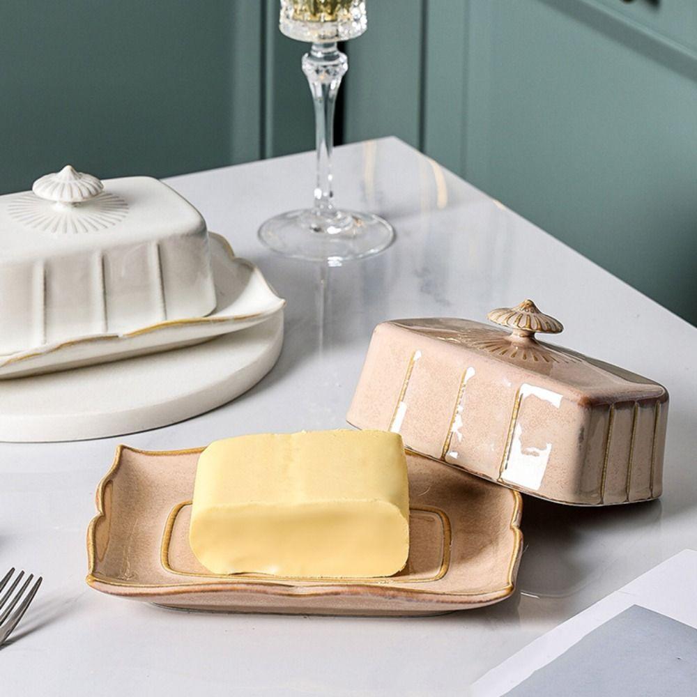 Exquisite Butter Tray Rectangular Cheese Fresh-keeping Box Baking Tools Butter Dish  Hotel
