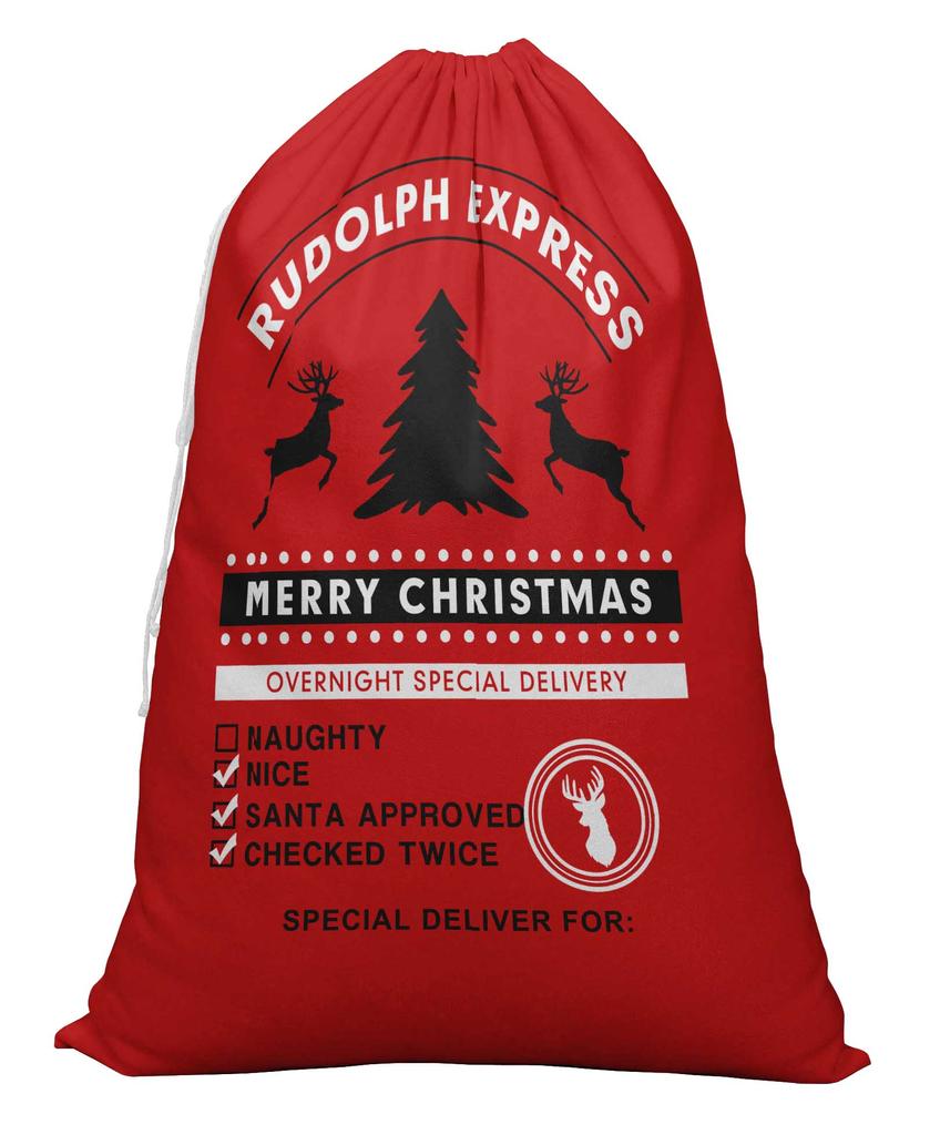 Printtoo Pack Of 2 Pcs Xmas Presents Storage Bags Large Santa Gift Sack With Drawstring Christmas Party Favor 27x20 Inch