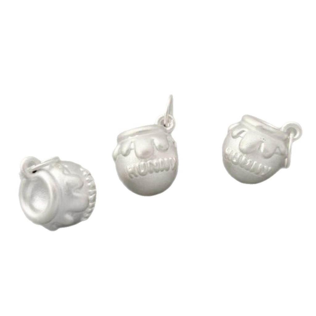 Winnie the Pooh Sterling Silver 999 Bracelet with Bear Head and Honey Pot Charms