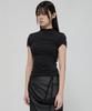 Peulleeoeob Asymmetrical Draped Mock Neck T-Shirt (Fl-126_Black)