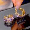 Light Luxury Super Fairy Purple Circle Earrings Atmospheric Earrings Ear Buckles Fashionable Personality Versatile Spot Earrings