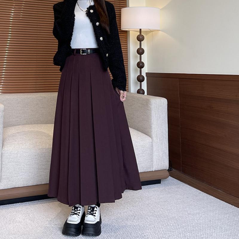 

Женская осенне-зимняя юбка с высокой талией, облегающая, плиссированная, с поясом, большая, развевающаяся, костюмная, элегантная юбка миди XL