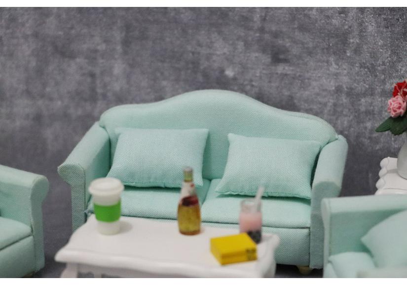 1:12 Dollhouse Miniature Furniture - Green Sofa Three-Piece Set for Living Room