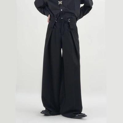 Pants Men Fashion Casual Solid High Street Simple Hip-hop Wide Leg Trousers All-match Korean Style Loose Temperament College New