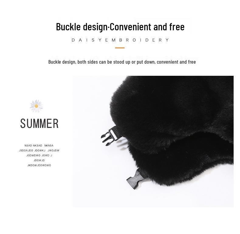 Women's Faux Rabbit Fur Winter Hat with Ear Protection, Cold-Proof, Thickened, Korean Style, Trendy and Warm for Outdoor Cycling.