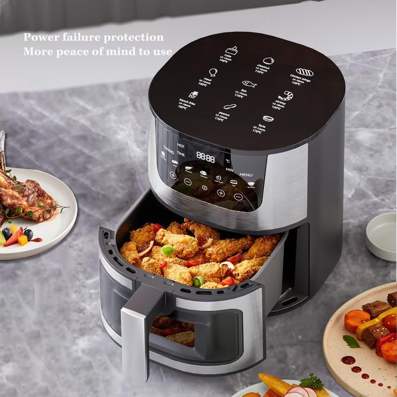Heißluftfritteuse 8-in-1, 7L Kompakter Ölfreier Kocher mit Sichtfenster & Spülmaschinenfestem KorbDigitaler Preset Airfryer, Digitale Steuerung für Familie