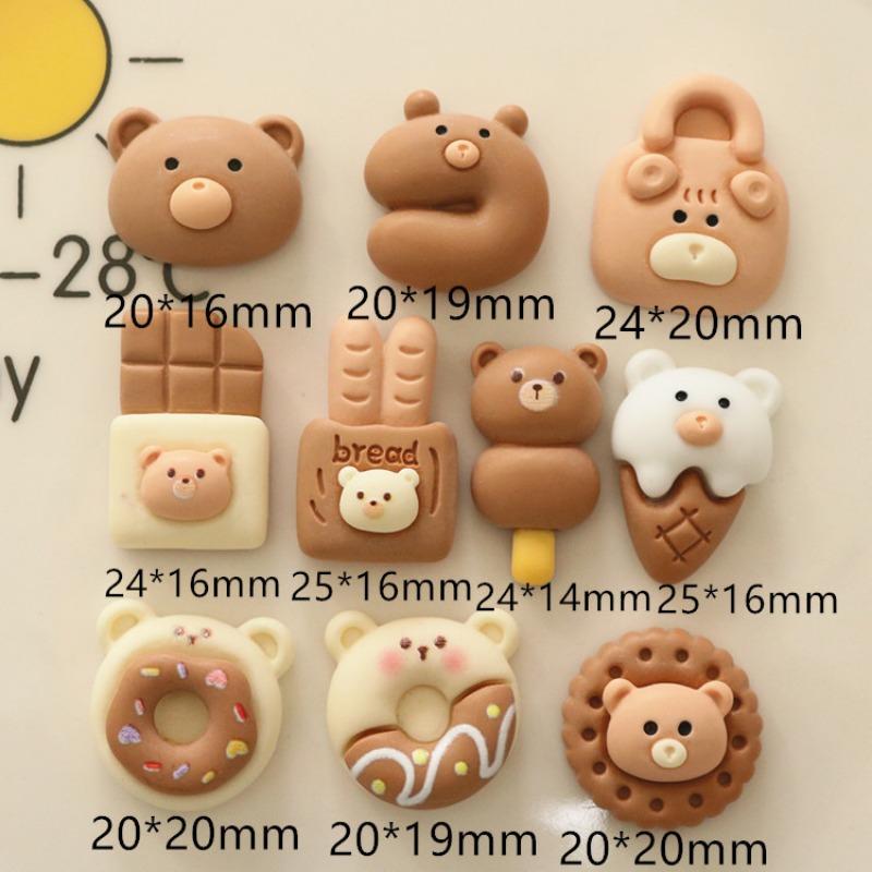 Milk Tea Color Bear Biscuits DIY Resin Handmade Jewelry Accessories Cream Glue Hairpin Brooch