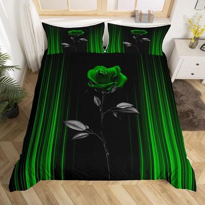 Abstract Gradual Change Color Romantic Rose Three-Piece 3D Digital Printing Bedding Set Bed Cover