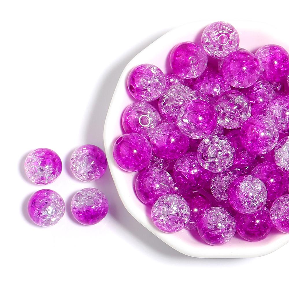 50pcs 8/10/12mm Cracked Crystal Acrylic Beads Colorful Round Loose Spacer Bead For Jewelry Making DIY Bracelet Necklace Findings