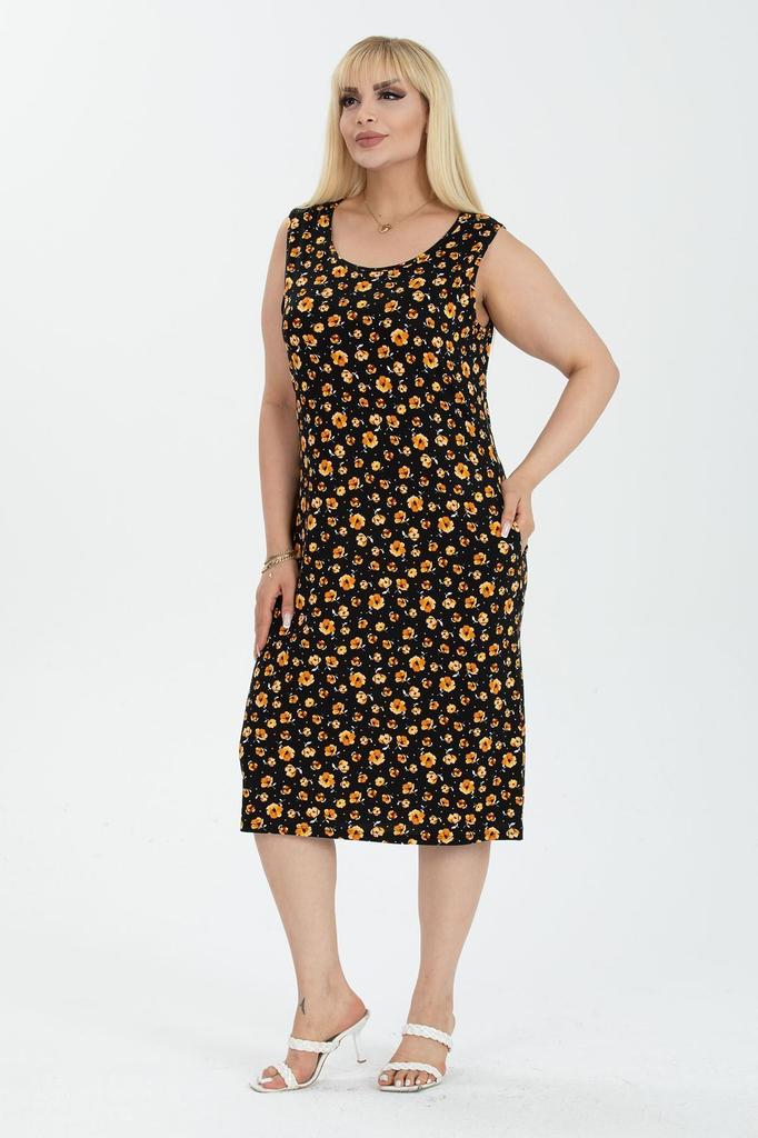 Women's Big Size Dress Summer Sleeveless Pocket Plus Size Dress 22C-2390