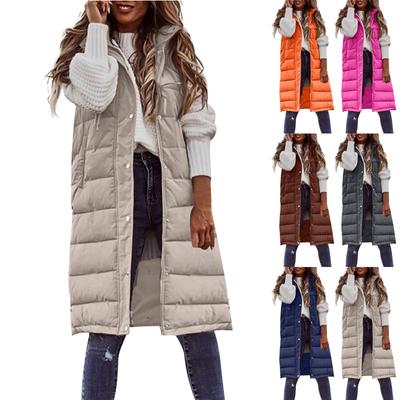 Women's  And Winter Temperament Sleeveless Cardigan Mid-length Cotton Vest Vest Coat