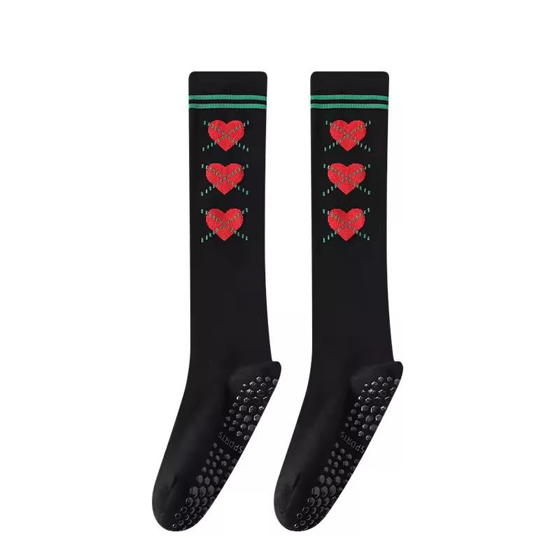 Knee High Heart Pattern Grip Breathable Comfortable Soft Pilates Fitness Exercise Studio Home Cotton Flexible Warm Yoga Socks