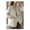 Women S Vintage Casual Blazer Jacket Turn Down Collar Cotton Linen