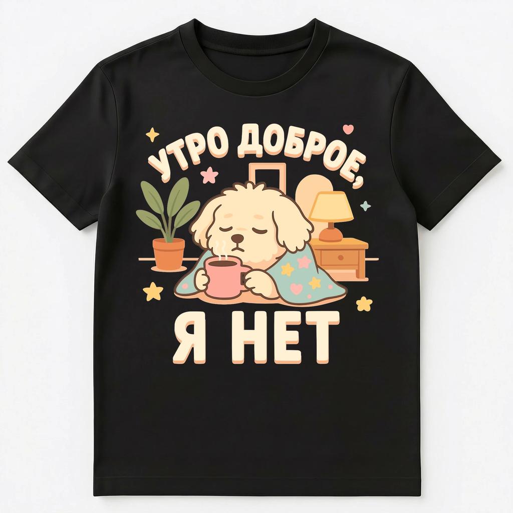 Morning Is Good I Am Not Cute Puppy Funny Russian Unisex T-Shirt