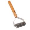 Pet Grooming Brush Stainless Steel Double Sided Dematting Deshedding Brush Dogs Shedding Tool with Wooden Handle