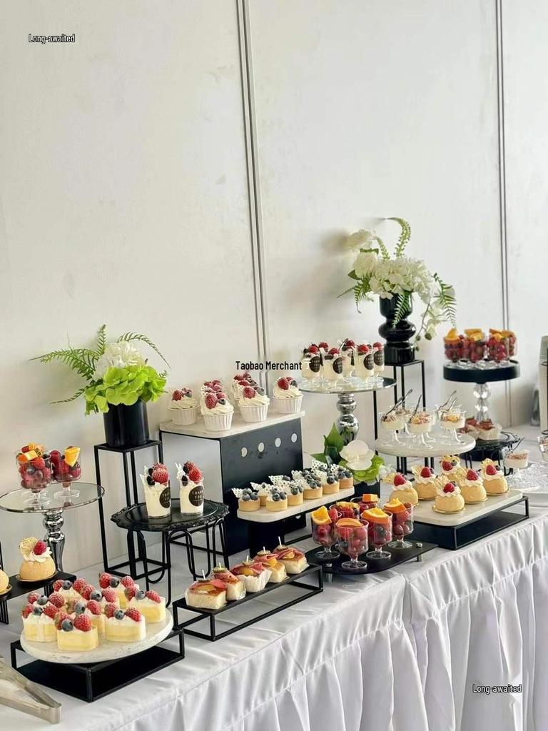 Silver Dessert Display Stand for Afternoon Tea and Corporate Breaks