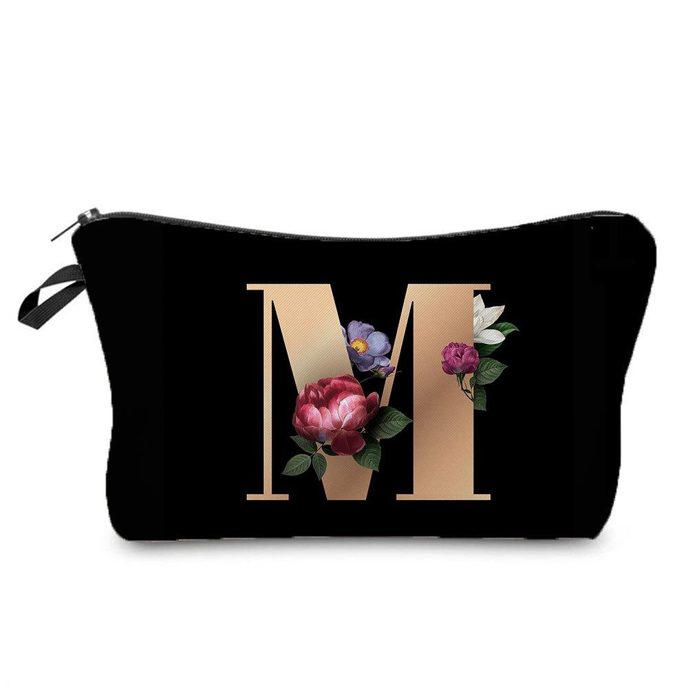 Women's Cosmetic Bag Makeup Bag Female Initial Name Letter Pattern Lipstick Bags Handbags Coin Purse Pencil Cases for Office