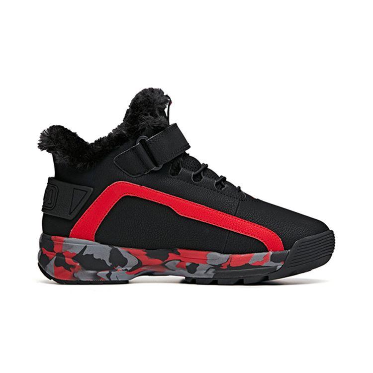 Anta Kids Velcro Non-Slip Wear-Resistant Warm Low-Top Running Shoes Kids sneaker Black Red 312046953-3