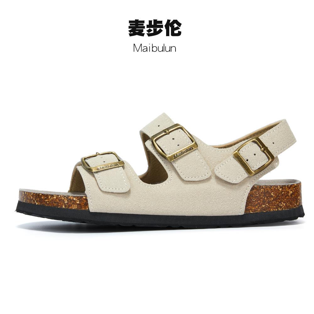 

Fashion Gladiator Rear Strap Cork Sandals Women Thicken Soled Brand Couples Travel Beach Sandales Flat Shoes Buckle Belt Clogs Sandalias 35