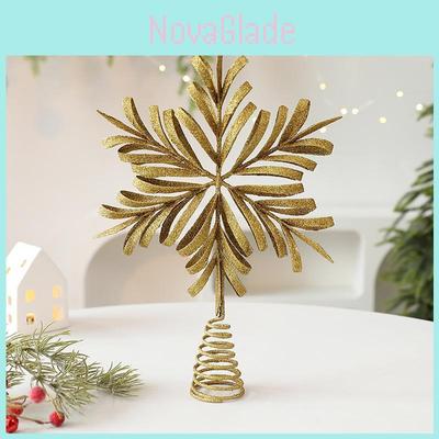 Christmas Tree Topper With Snowflake And Star Iron Art Decoration For Holiday Festivities