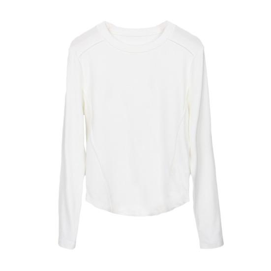 Women Bottom Tops Round Neck Long Sleeve Slim Fit Base Shirt Solid