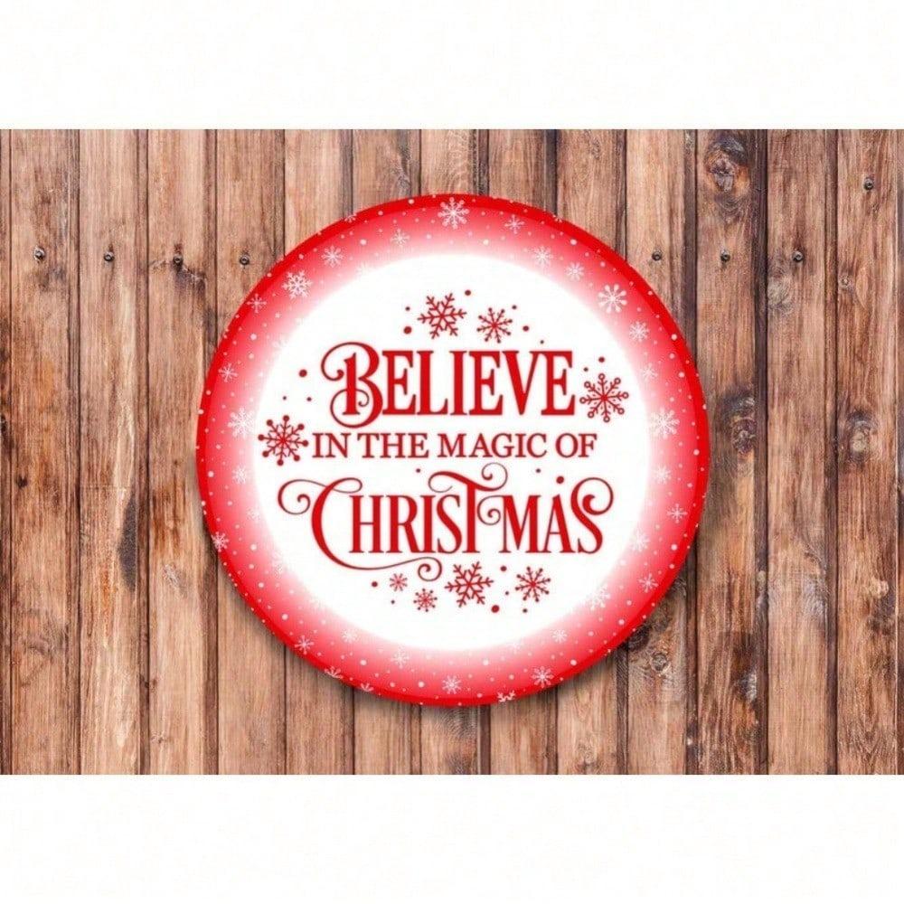 Believe In The Magic Of Christmas Metal Wreath Wall Sign Home Decor 20x20 разноцветный