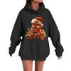 Women's Casual Comfortable Long-Sleeved Christmas Letter-Printed Warm Hooded Crew-Neck Sweatshirt