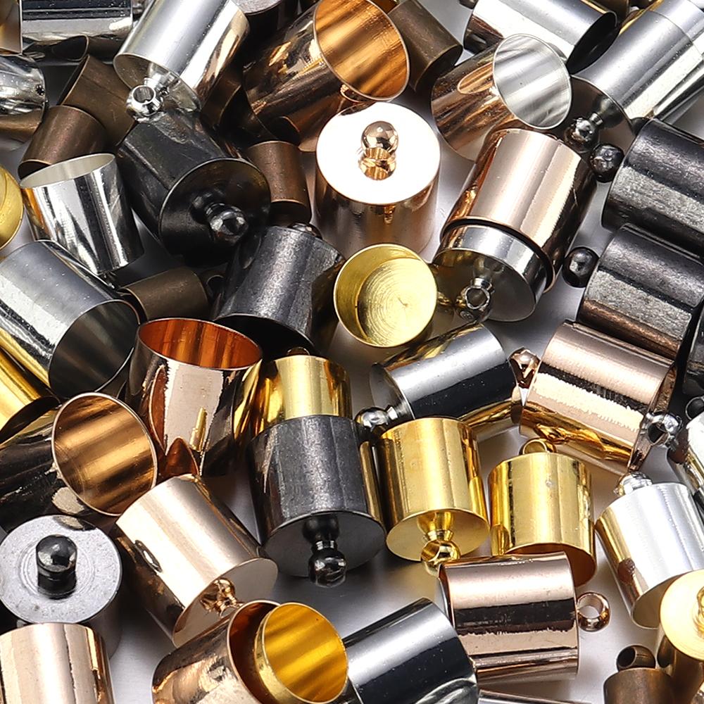 20-50pcs/lot Copper Crimp End Caps Leather Cords Bracelet Tassel End Tip Beads Caps Clasps DIY Necklace Jewelry Making Accessory
