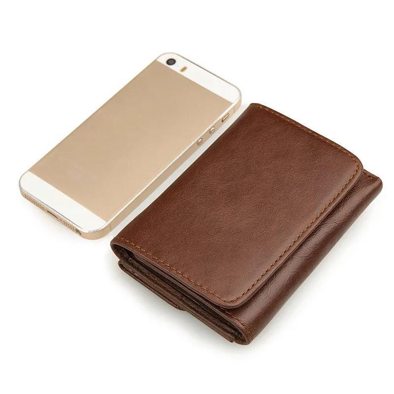 Jiamida Men's RFID-Blocking Genuine Leather Vertical Wallet with Multi-Card Slots and Money Clip