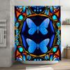Blue Butterfly Shower Curtain 3D Printed Bathroom Decor Blue Floral Print Shower Curtain Waterproof Fabric Shower Curtains For H