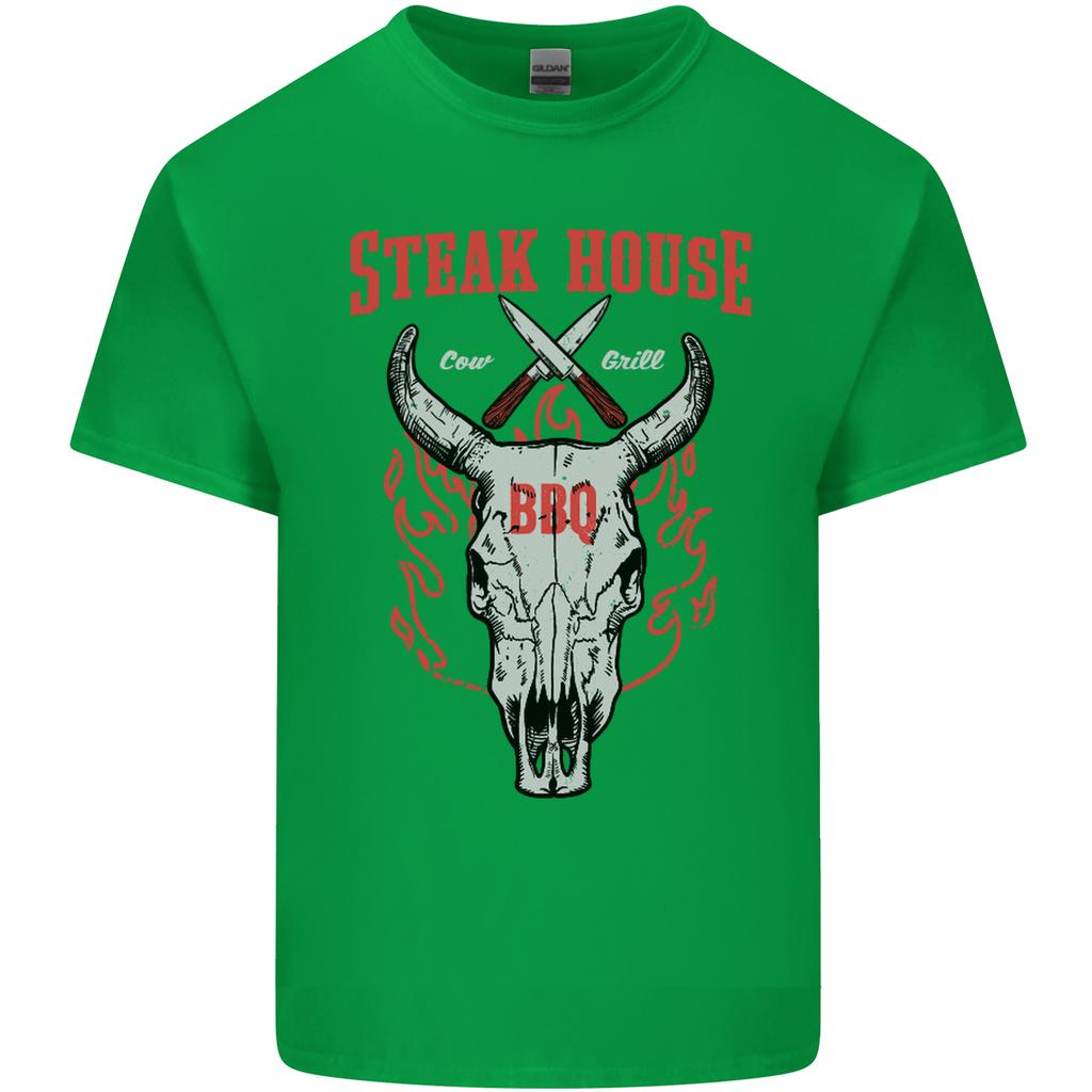 Steak House Bbq Cow Skull Grill Beef Food Unisexs Light Cotton Tshirt