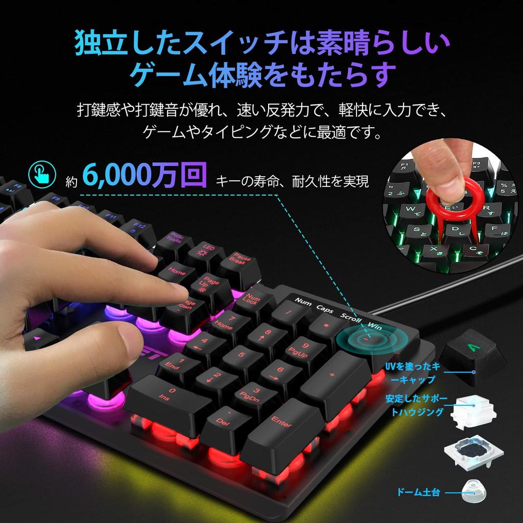 NPET S20 Gaming Keyboard and Mouse Set, LED Backlit, 7 Colors, USB, 26 Keys, Anti-Collision, Adjustable Angle, Japanese Layout, 4-Level DPI