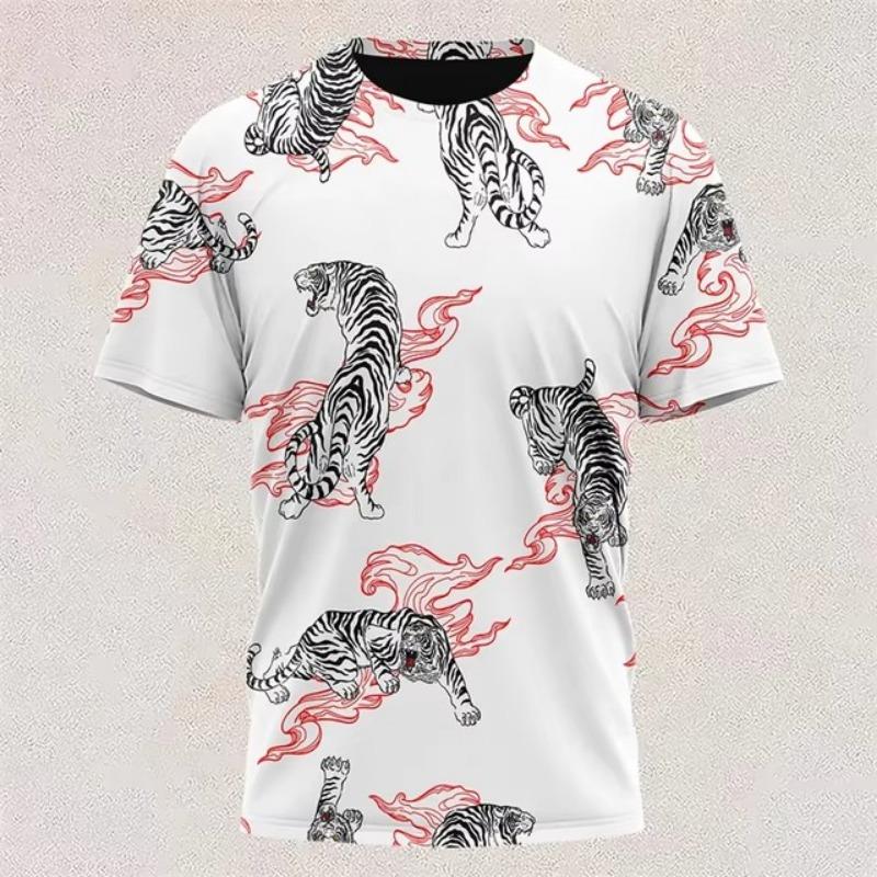 T Shirt Colorful Tiger Graphic Short-sleeved T-shirt O Neck 3d Print T Shirts Daily Casual Short-sleeved Oversized Clothing