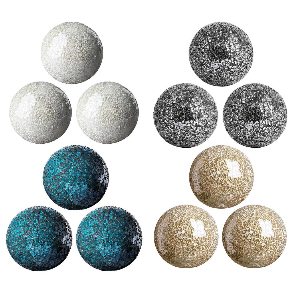 3 Pieces 10cm Glass Mosaic Ball Decorative Sphere Housewares Decor Orbs Dining Table Centerpiece Ornament
