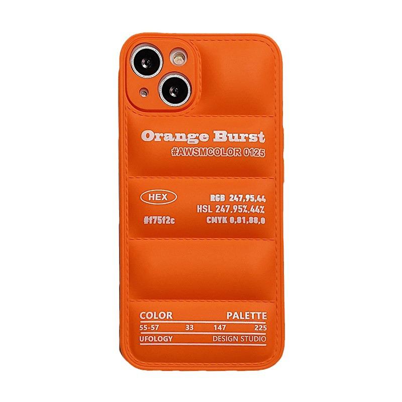 Stylowa kurtka puchowa i silikonowe etui na telefon iPhone 15Pro, 14PRO, 13promax, 11/12/XR, zapobiegające upadkom.