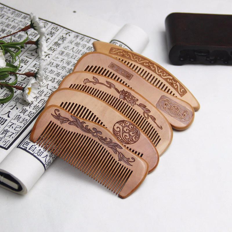 1 pc Natural Peach Wood Comb Close Teeth Anti-static Hair Care Wooden Tools Beauty Accessories