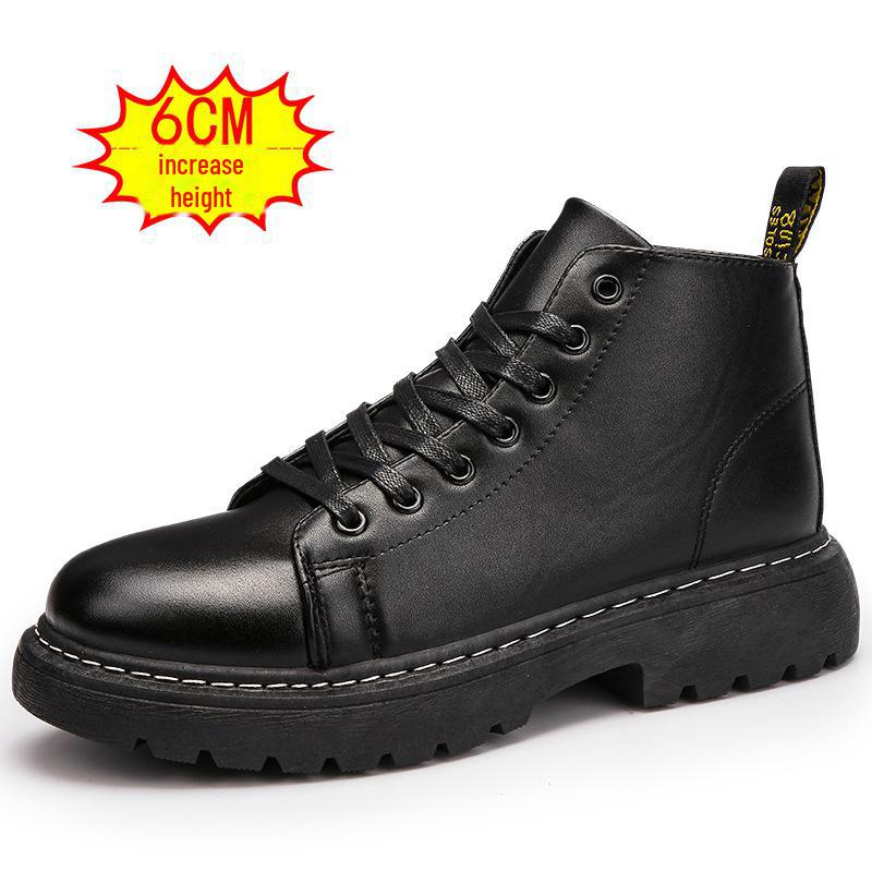 2025 British Style Leather High-Top Martin Boots with Side Zipper for Autumn/Winter