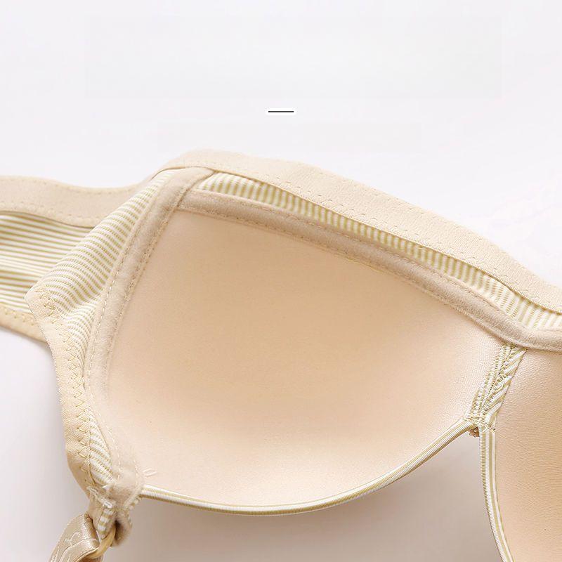 Thin Striped Bra for Women Breathable Without Steel Rings Gathering Bra Comfortable Adjustment Anti Sagging Bra