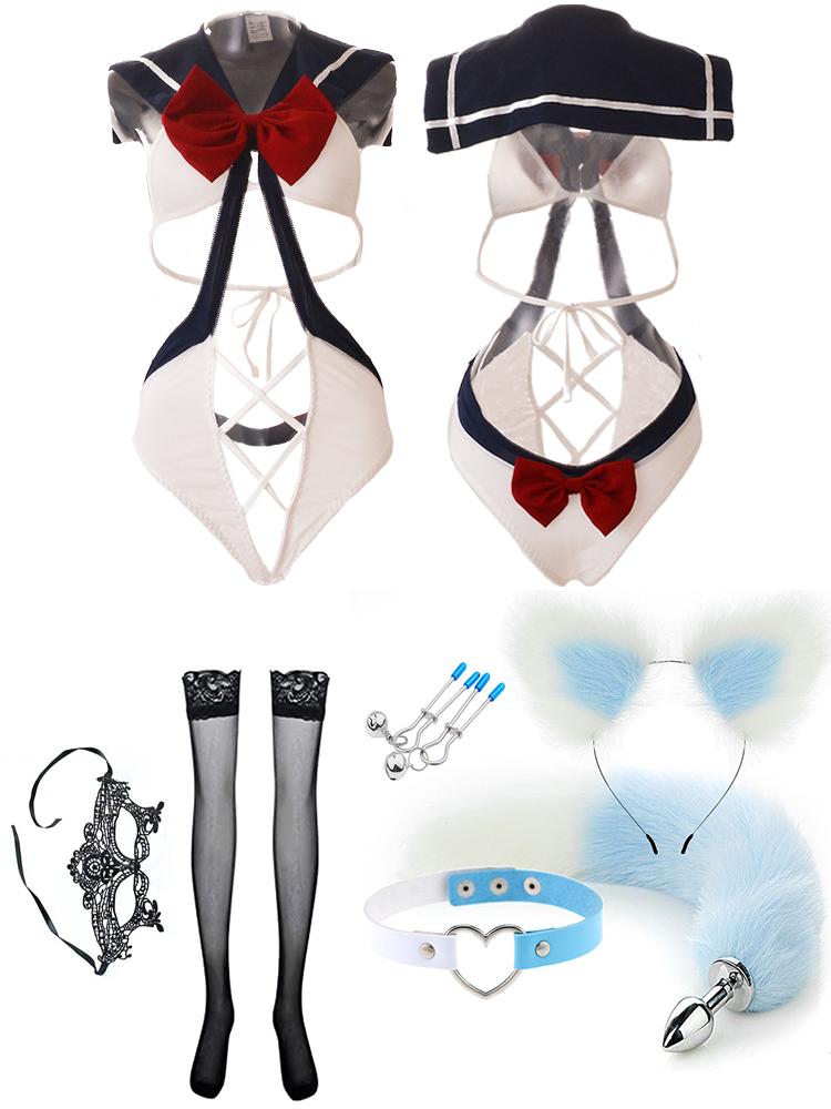 Sexy Lingerie SchoolGirl Babydoll Role Costume Women Erotic Cosplay Student Uniform Maid Mini JK Skirt Tube Dress Sensual Outfit