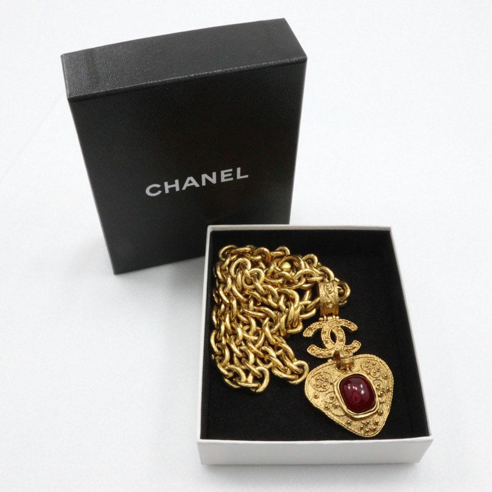 Chanel Gripoa COCO Mark Necklace Vintage Plated Gold 125g Women Used