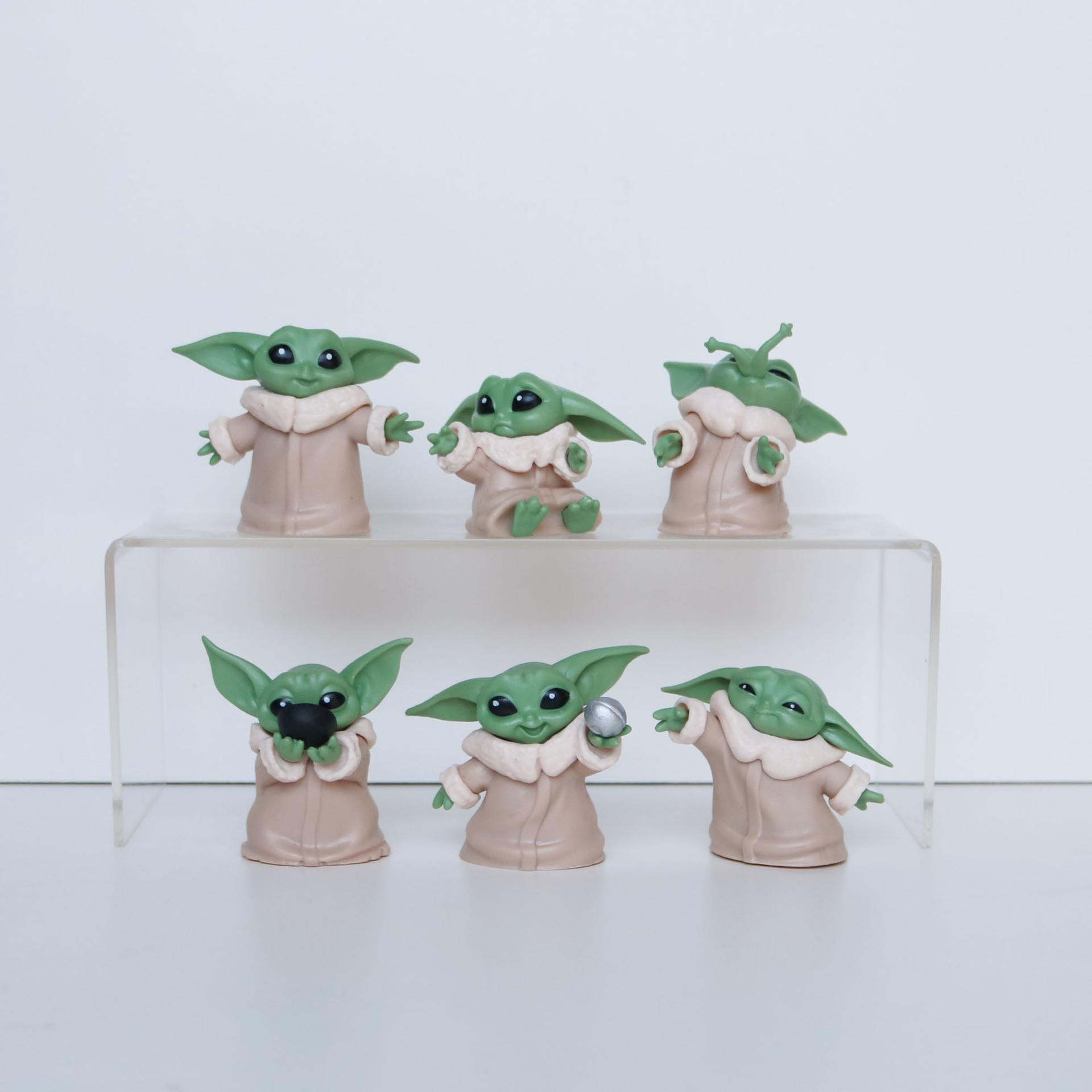 6 Styles Star Wars Baby Yoda Figure Model Toy Car Ornament, Cake Decoration 8-9 cm