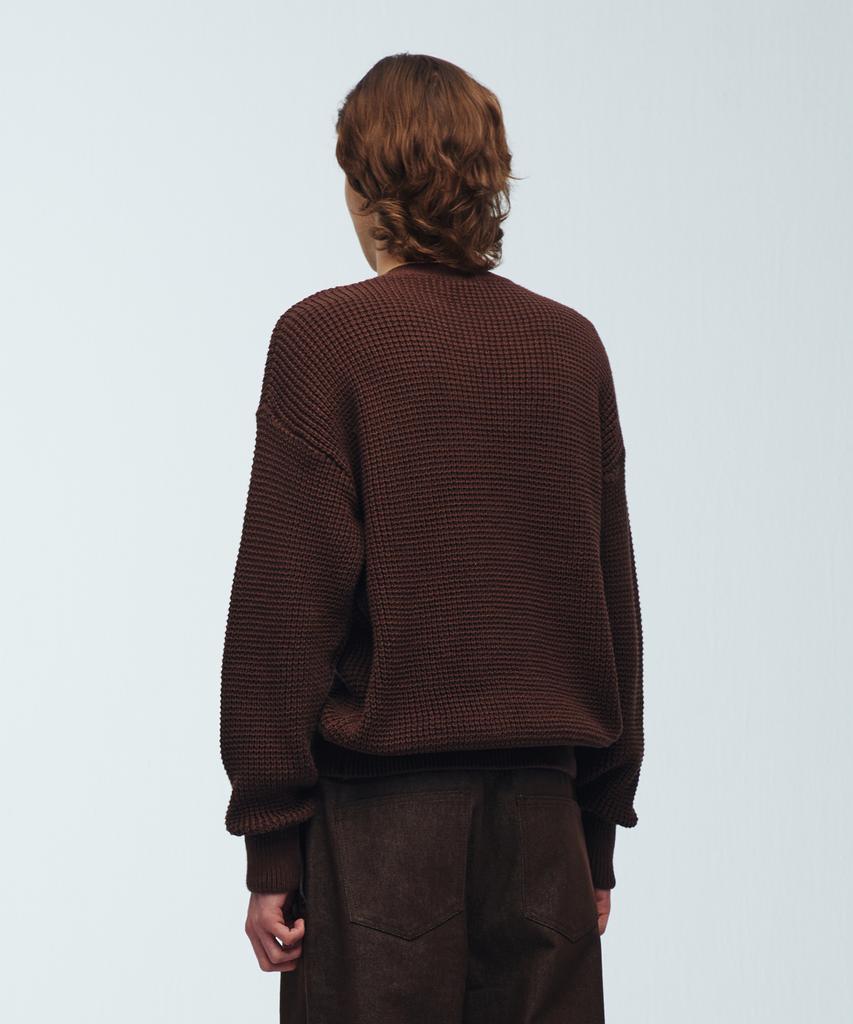 KNITTED Heavy Waffle Round Knit Brown