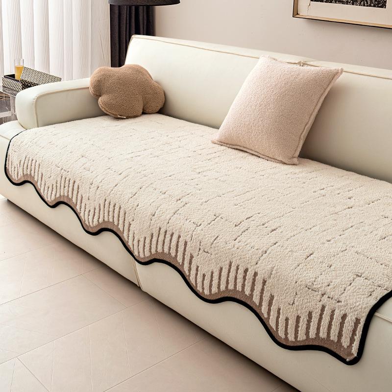 Special-Shaped Sofa Cushion Plush Thickened Non-Slip  Autumn And Winter New High-End Irregular Straight Seat Cushion Cover Cloth