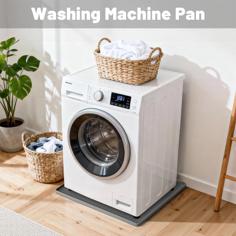 1pc Silicone Washer Drain Pan Anti-Vibration Foldable Non-Slip Leak-Proof Tray with Raised Edge for Under Washing Machine/Dryer
