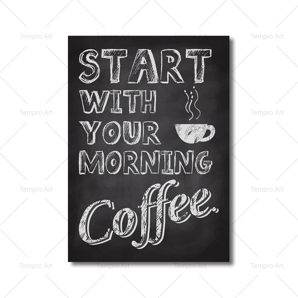 Canvas Painting Retro Wall Pictures Coffee Shop Decoration Coffee Art Vintage Style Chalkboard Poster Prints Cafe Kitchen Decor