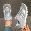 Color matching running shoes women's large size autumn new lace-up platform casual and comfortable sports shoes