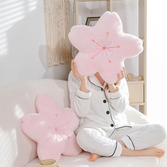 Plush Toy Cherry Blossom Shape Comfortable Touch Full Filling Smell-less Fine Workmanship Cushion No Deformation Kawaii Flower Plush Pillow Household